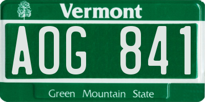 VT license plate AOG841