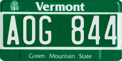 VT license plate AOG844