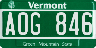 VT license plate AOG846