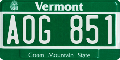 VT license plate AOG851