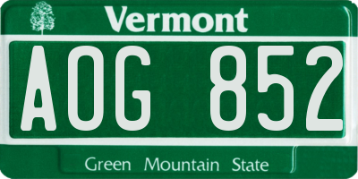 VT license plate AOG852