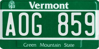 VT license plate AOG859