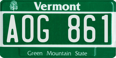 VT license plate AOG861