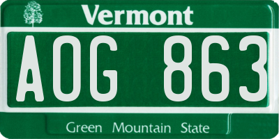VT license plate AOG863