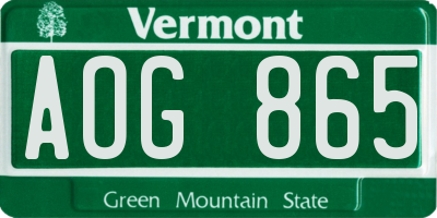 VT license plate AOG865