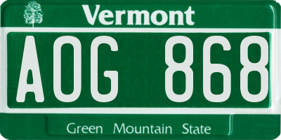 VT license plate AOG868