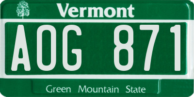 VT license plate AOG871