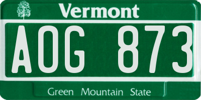 VT license plate AOG873