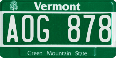 VT license plate AOG878