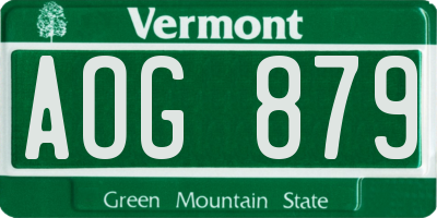 VT license plate AOG879