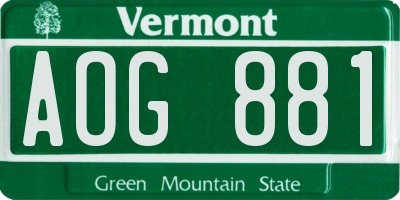 VT license plate AOG881