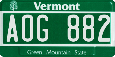 VT license plate AOG882
