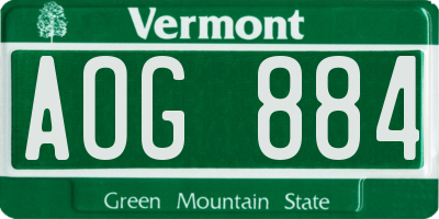 VT license plate AOG884