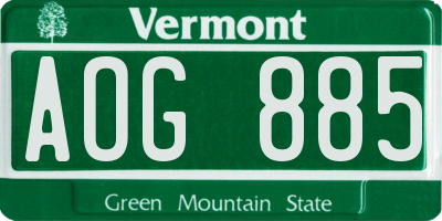 VT license plate AOG885