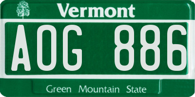 VT license plate AOG886