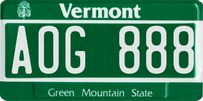 VT license plate AOG888