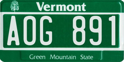 VT license plate AOG891