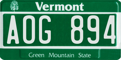 VT license plate AOG894