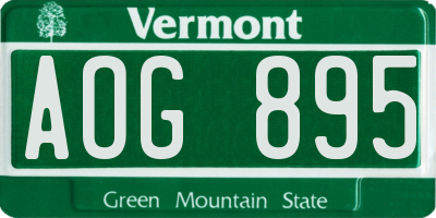 VT license plate AOG895