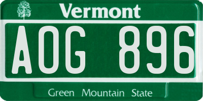VT license plate AOG896