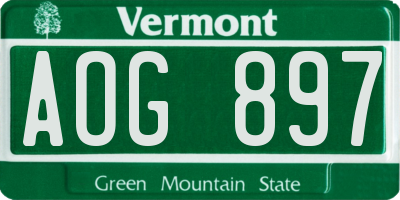 VT license plate AOG897