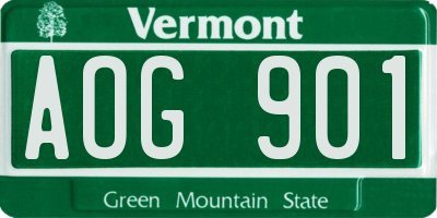 VT license plate AOG901