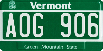 VT license plate AOG906
