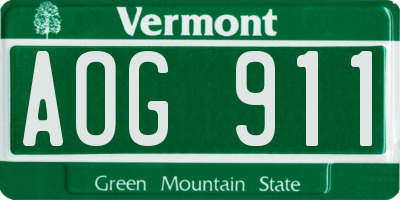 VT license plate AOG911