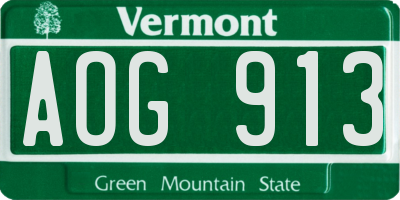 VT license plate AOG913