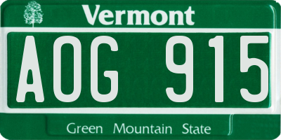 VT license plate AOG915