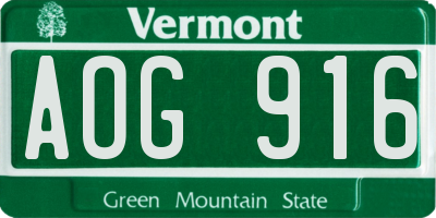 VT license plate AOG916