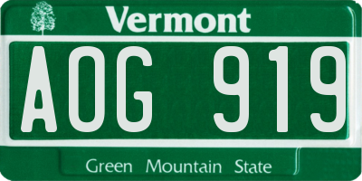 VT license plate AOG919
