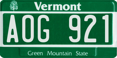 VT license plate AOG921