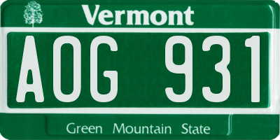 VT license plate AOG931