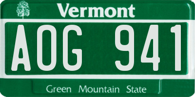 VT license plate AOG941