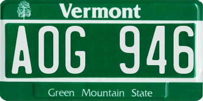 VT license plate AOG946