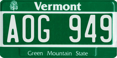 VT license plate AOG949