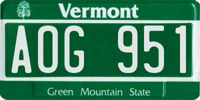 VT license plate AOG951