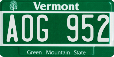 VT license plate AOG952