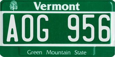 VT license plate AOG956