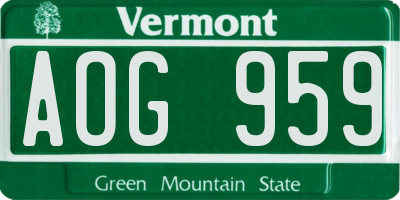 VT license plate AOG959