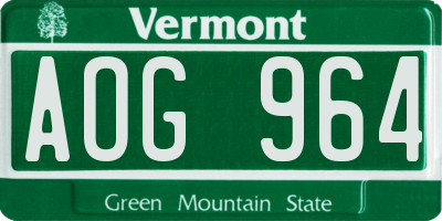VT license plate AOG964