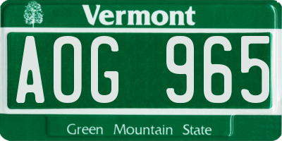 VT license plate AOG965