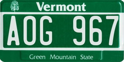 VT license plate AOG967