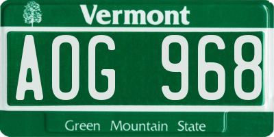 VT license plate AOG968
