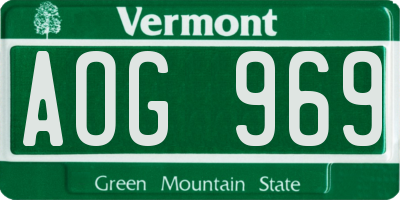 VT license plate AOG969