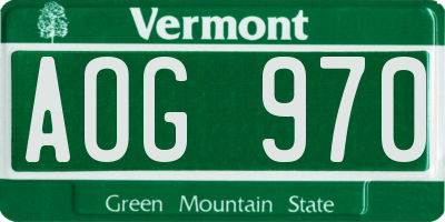 VT license plate AOG970