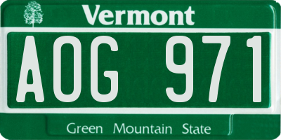 VT license plate AOG971
