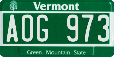 VT license plate AOG973