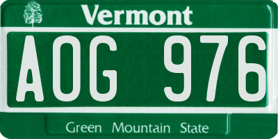 VT license plate AOG976